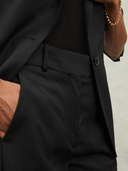 Wool-Blend Tailored Flared Suit Trousers Black | Womens