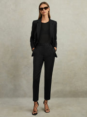 Petite Wool Blend Tapered Suit Trousers Black | Womens