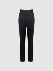 Wool Blend Tapered Suit Trousers Navy | Womens