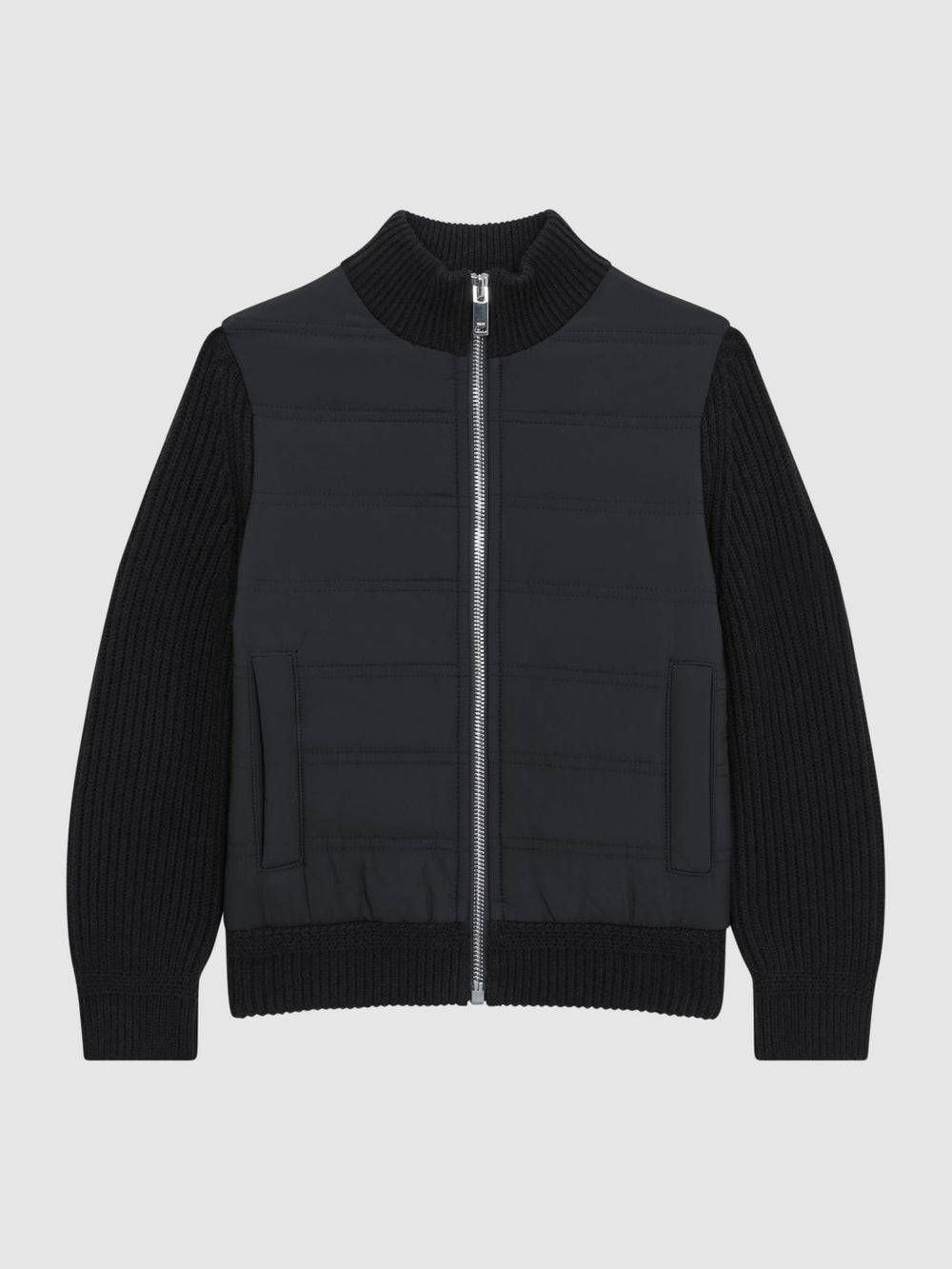 Junior Hybrid Zip Through Quilted Jacket Navy | Children