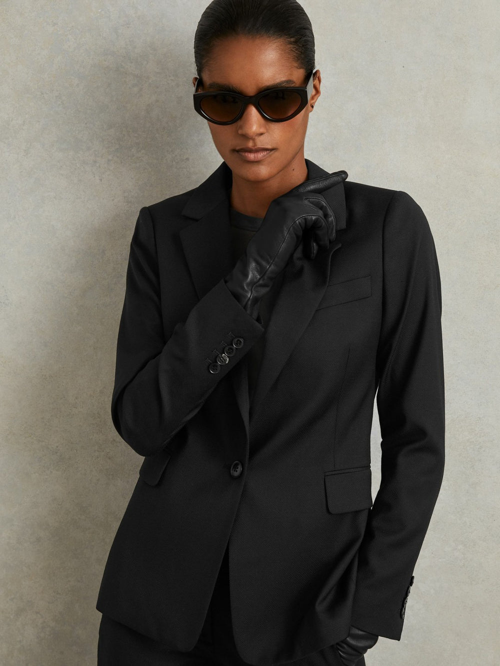 Petite Single Breasted Suit Blazer Black | Womens