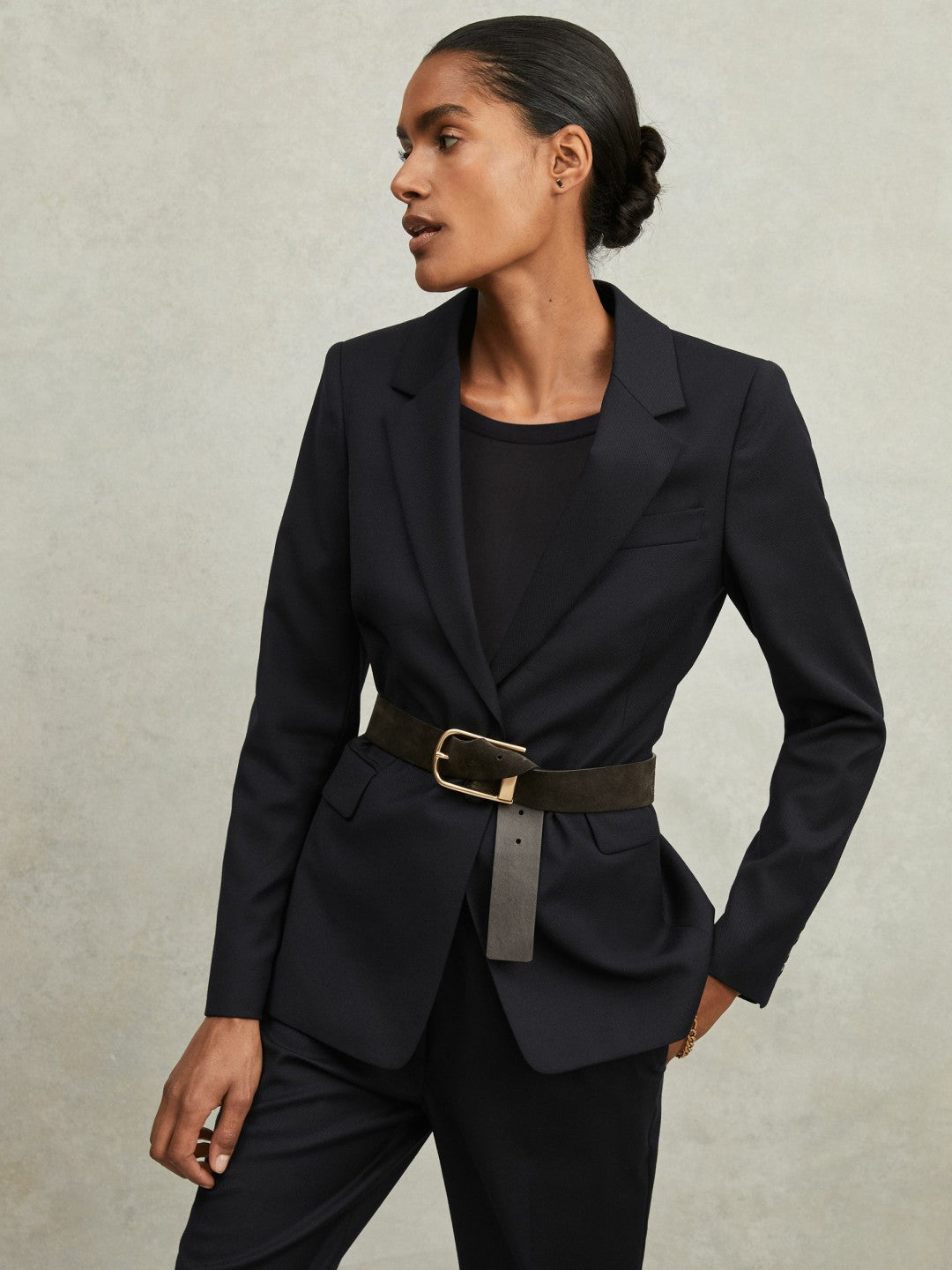 Single Breasted Suit Blazer Navy | Womens