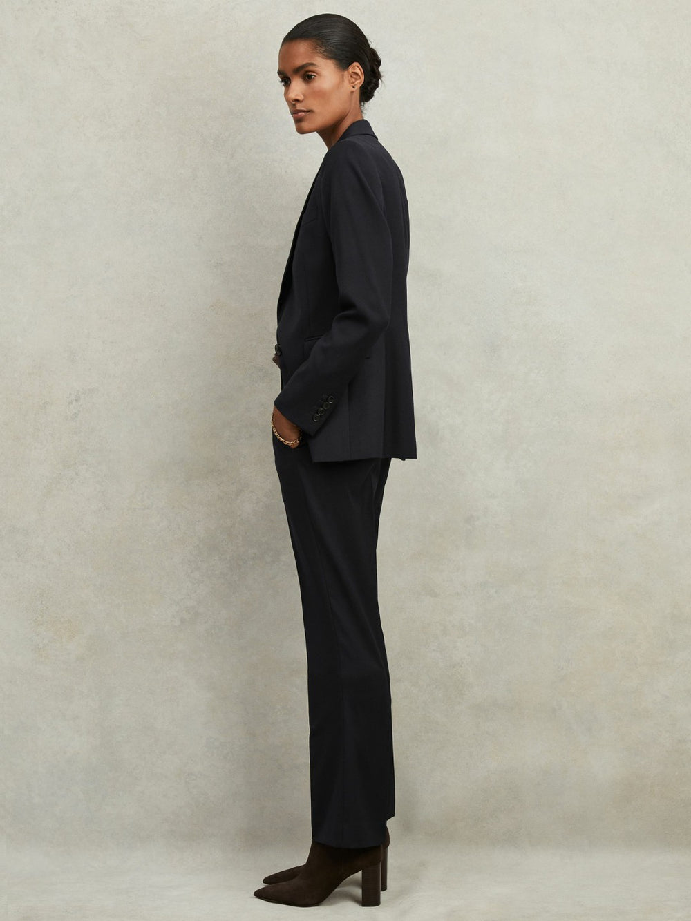 Single Breasted Suit Blazer Navy | Womens