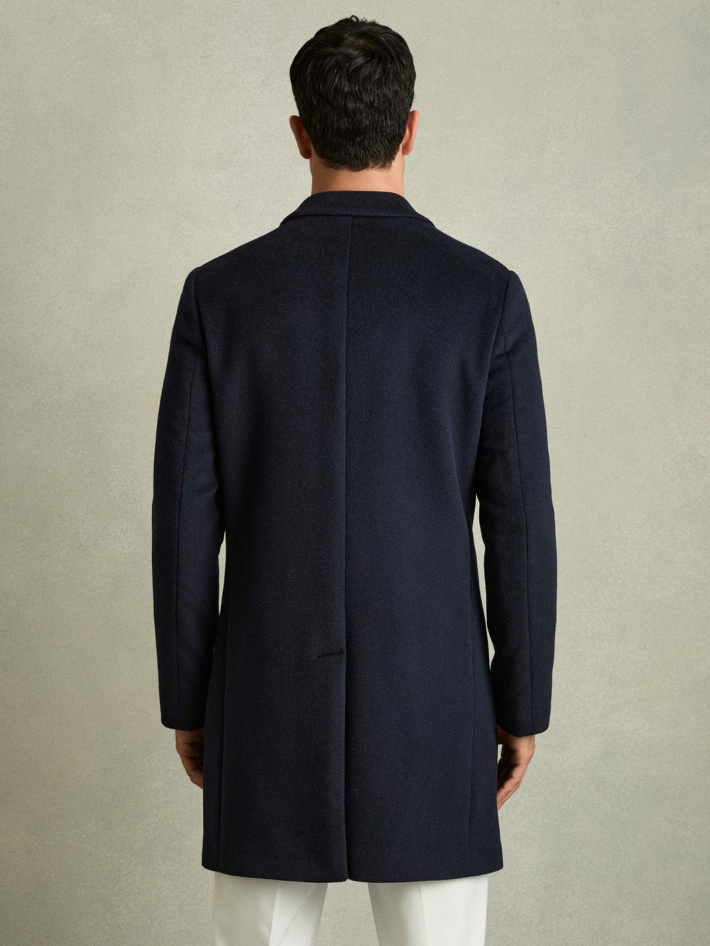 Wool Blend Single Breasted Epsom Overcoat Navy | Mens