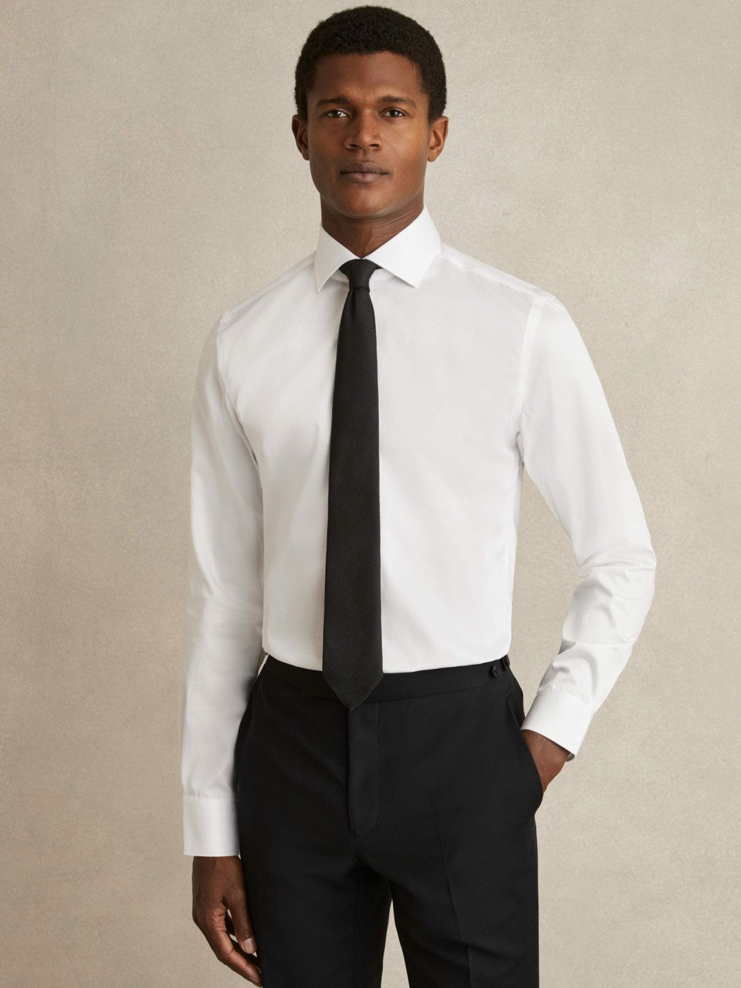 Regular Fit Cotton Sateen Striped Shirt White | Mens