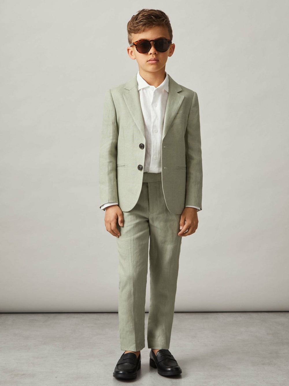 9-13 yrs Slim Fit Linen Adjustable Trousers Apple | Children