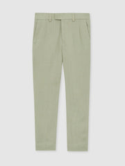 9-13 yrs Slim Fit Linen Adjustable Trousers Apple | Children