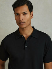 Merino Wool Polo Shirt Black | Mens
