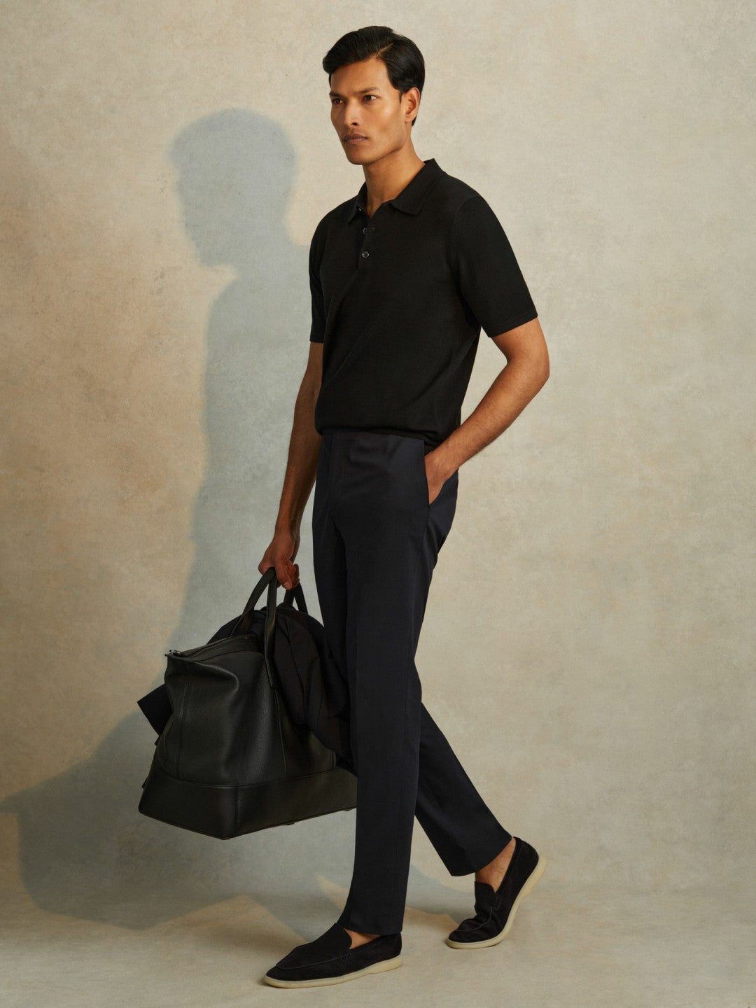 Merino Wool Polo Shirt Black | Mens