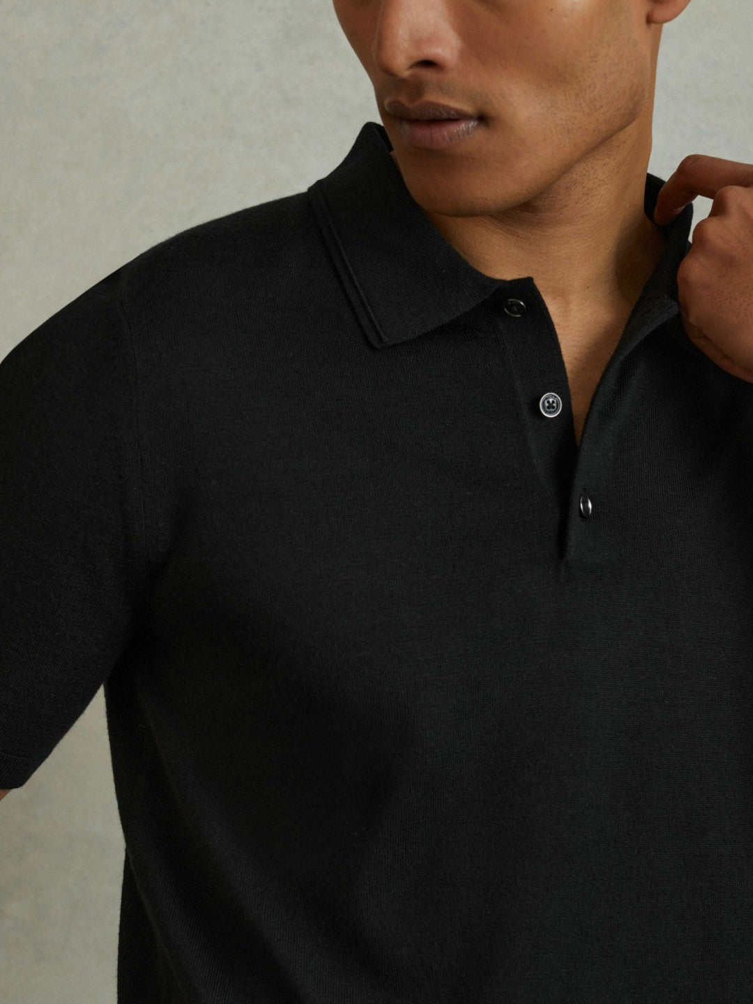 Merino Wool Polo Shirt Black | Mens