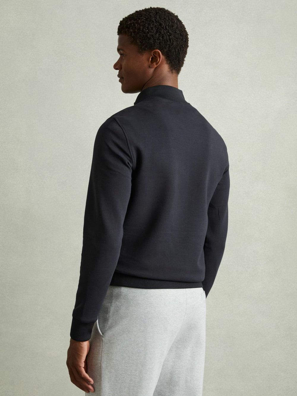 Hybrid Quilt and Knit Zip-Through Jacket Navy | Mens