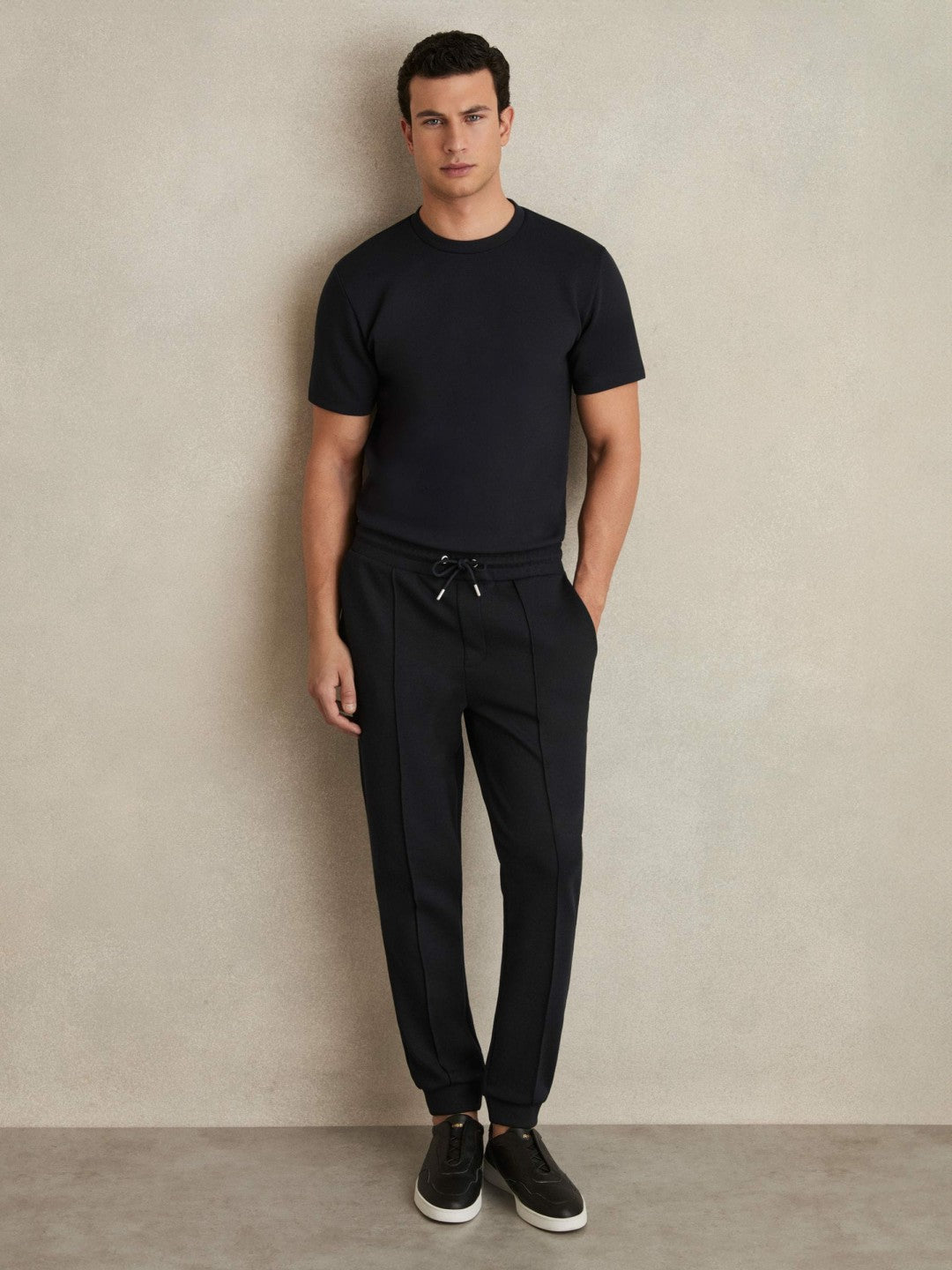 Drawstring Jersey Joggers Navy Blue | Mens