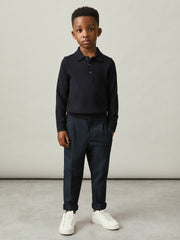 9-14 yrs Merino Wool Polo Shirt Navy | Children