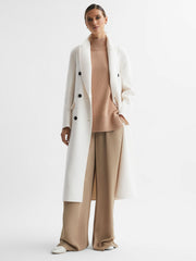 Petite Relaxed Wool Blend Blindseam Belted Coat Cream | Womens