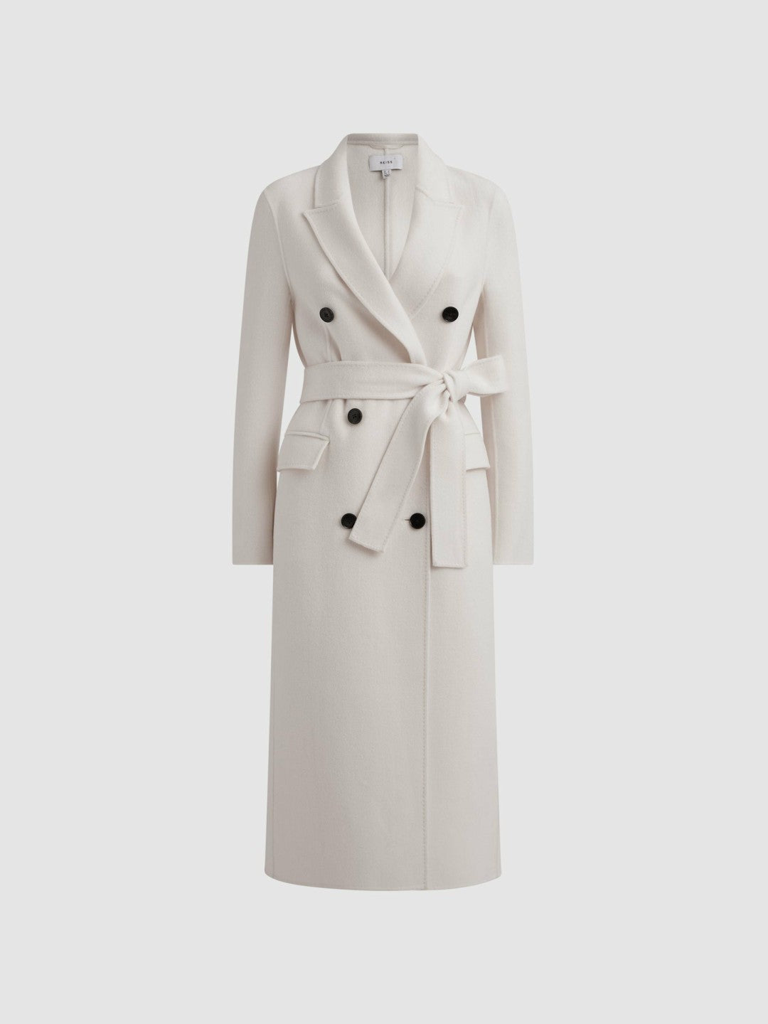 Petite Relaxed Wool Blend Blindseam Belted Coat Cream | Womens
