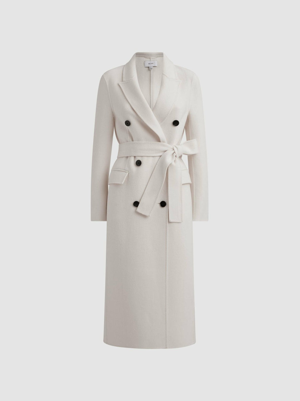 Petite Relaxed Wool Blend Blindseam Belted Coat Cream | Womens