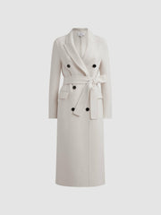 Petite Relaxed Wool Blend Blindseam Belted Coat Cream | Womens