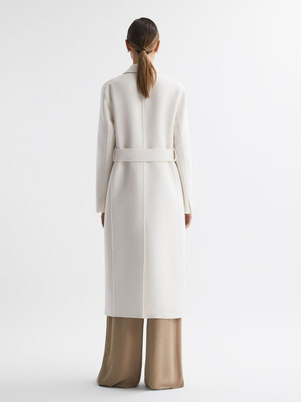 Petite Relaxed Wool Blend Blindseam Belted Coat Cream | Womens