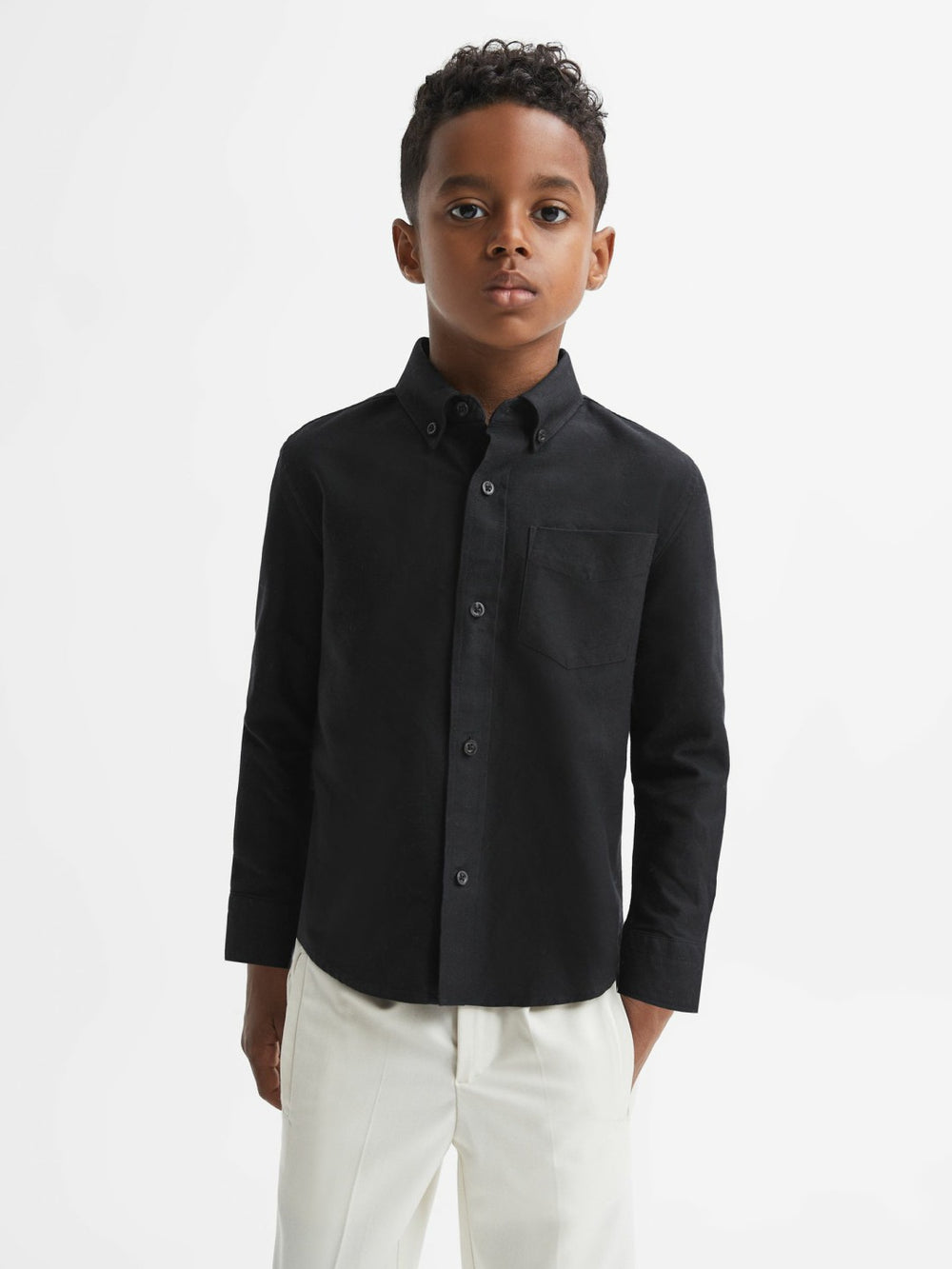 3-9 yrs Button Down Oxford Shirt Black | Children