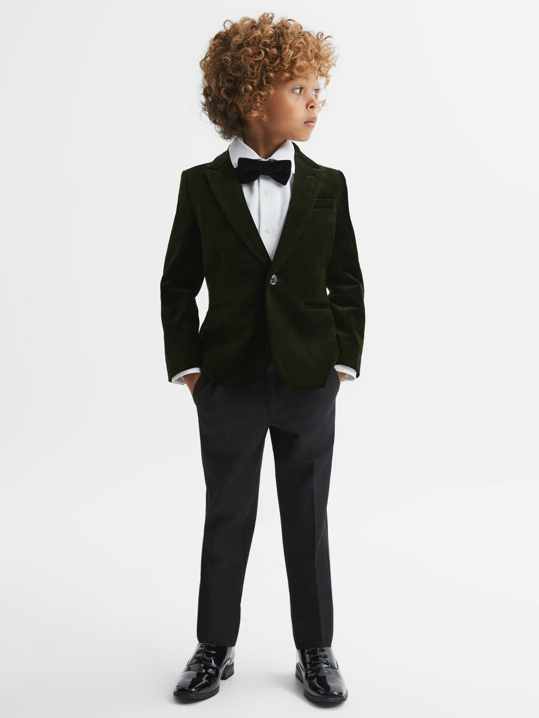 9-14 yrs Slim Fit Velvet Single Breasted Blazer Emerald | Children