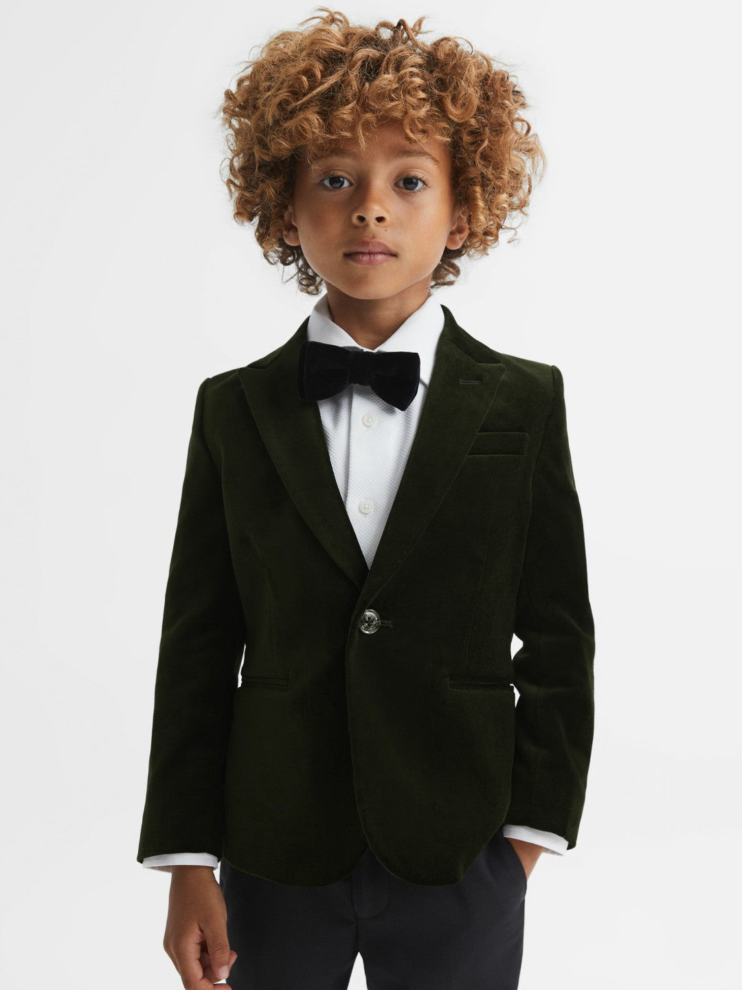 9-14 yrs Slim Fit Velvet Single Breasted Blazer Emerald | Children