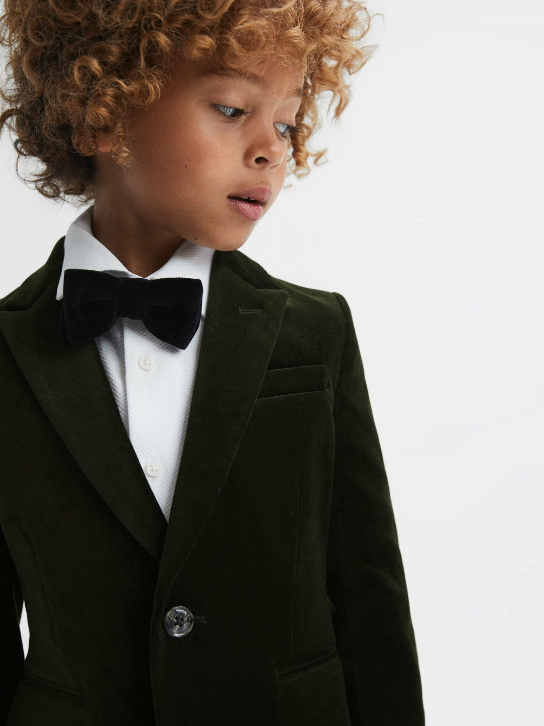 9-14 yrs Slim Fit Velvet Single Breasted Blazer Emerald | Children