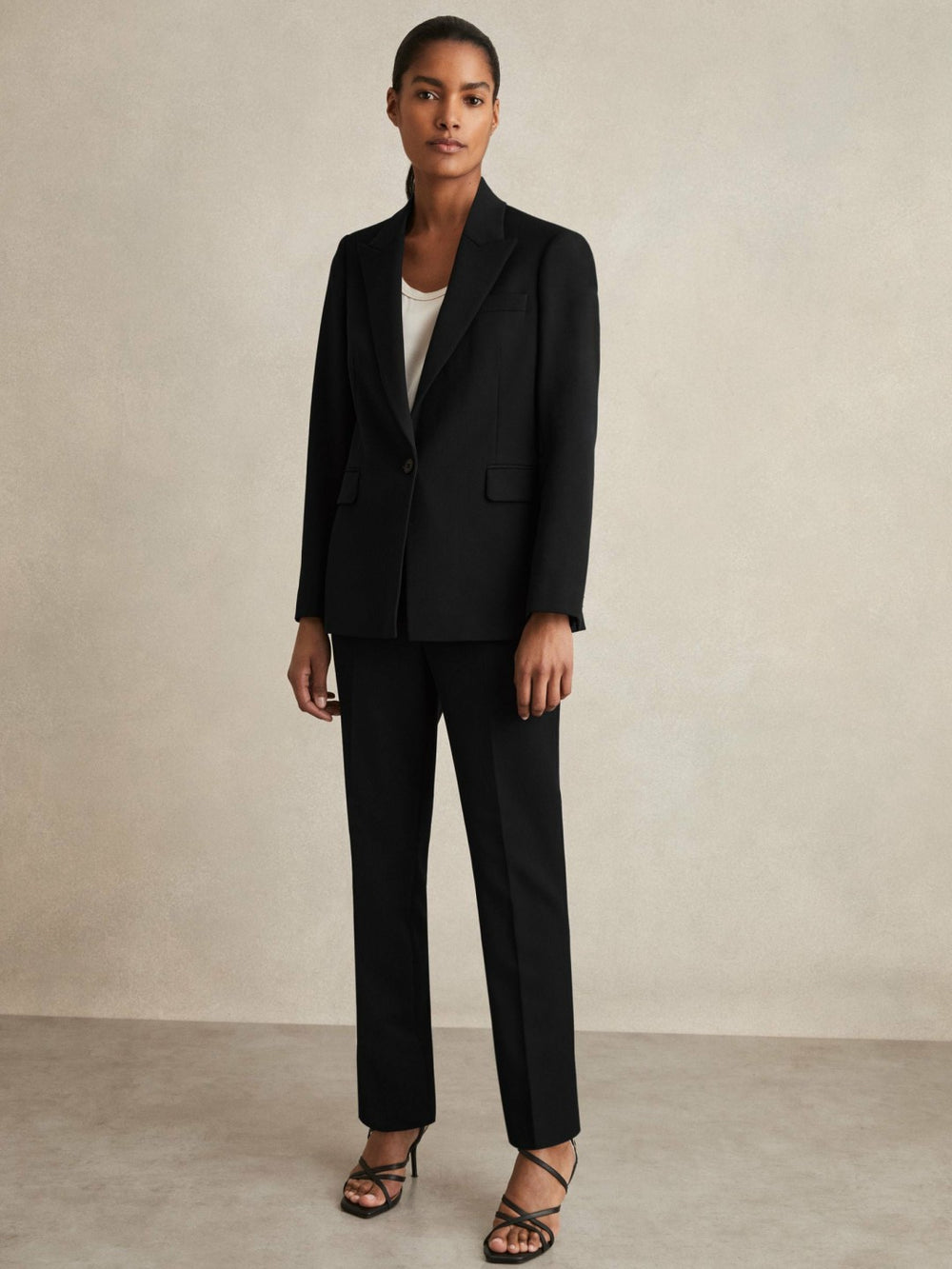 Tailored Single Breasted Suit Blazer Black | Womens