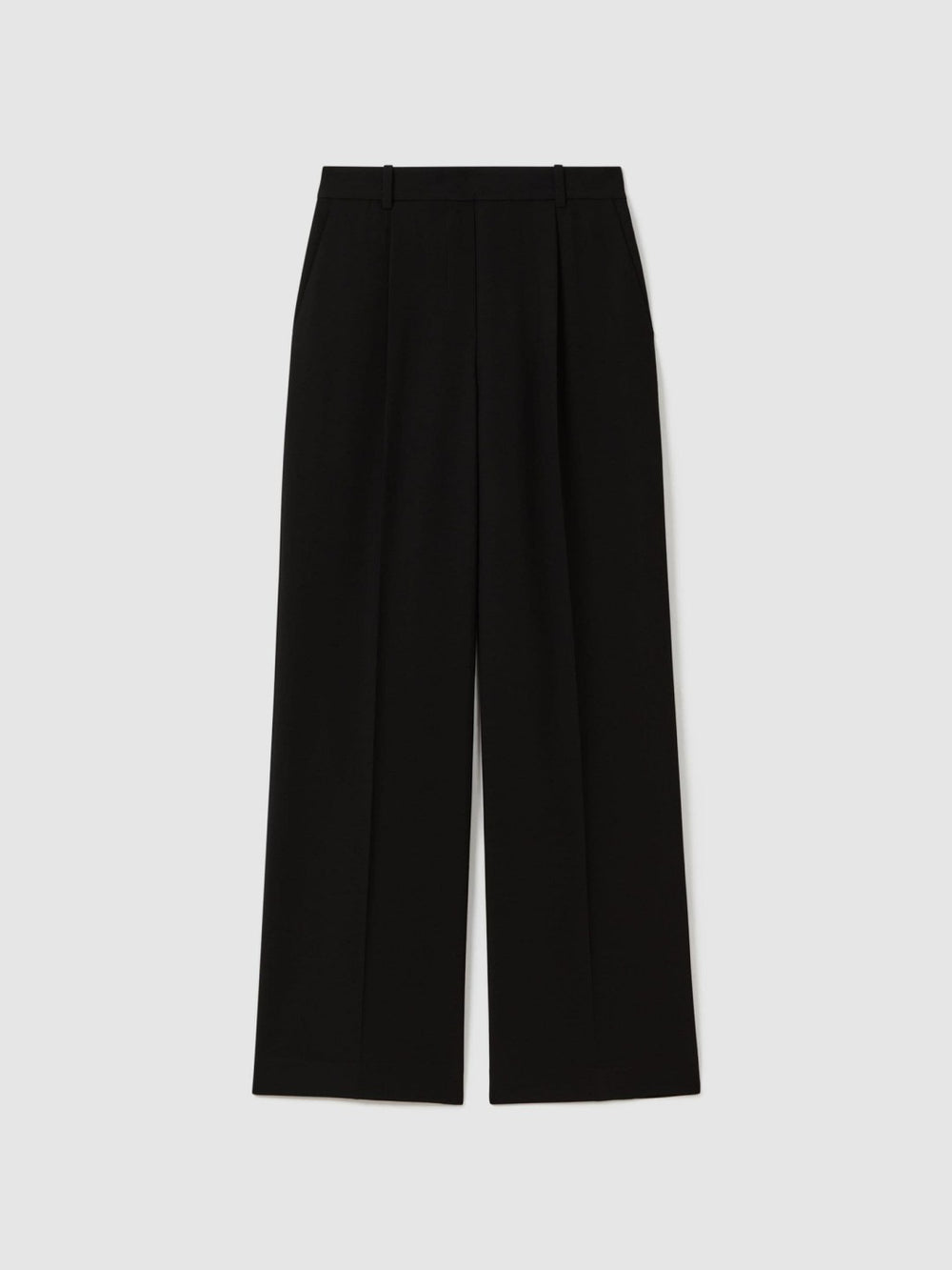 Petite Half-Elasticated Wide Leg Trousers Black | Womens