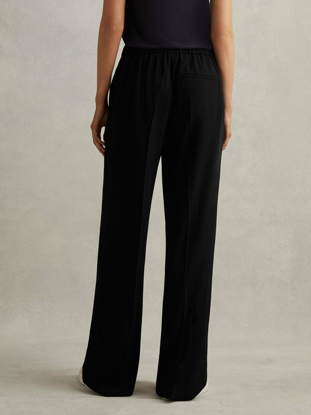 Petite Half-Elasticated Wide Leg Trousers Black | Womens