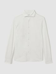 Modal Blend Cutaway Collar Shirt White | Mens