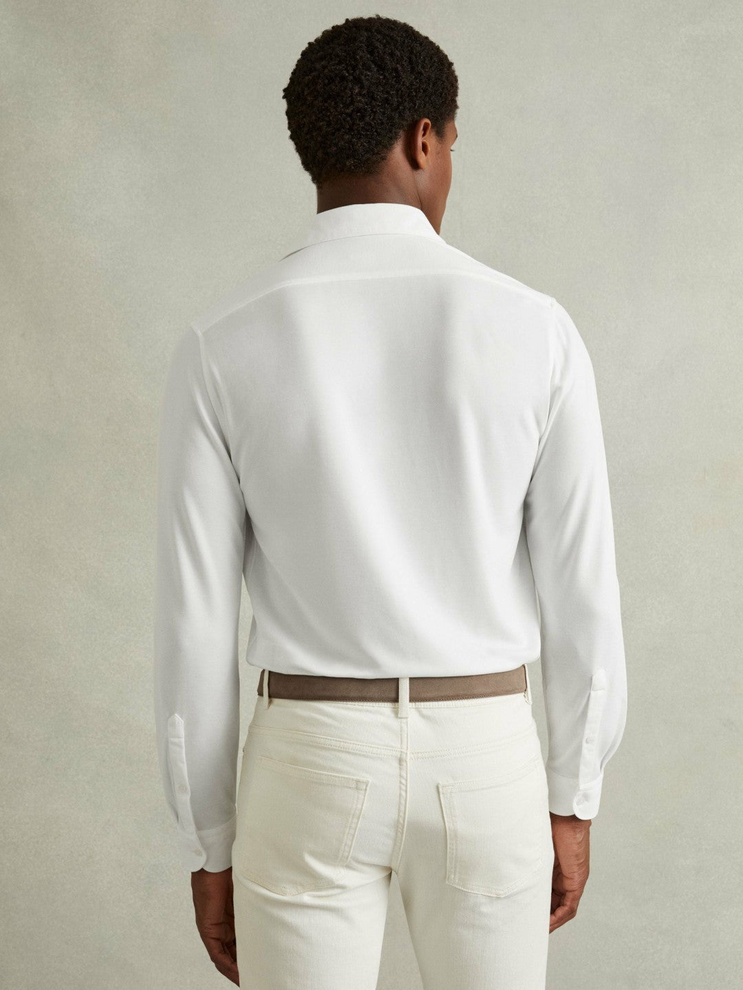 Modal Blend Cutaway Collar Shirt White | Mens