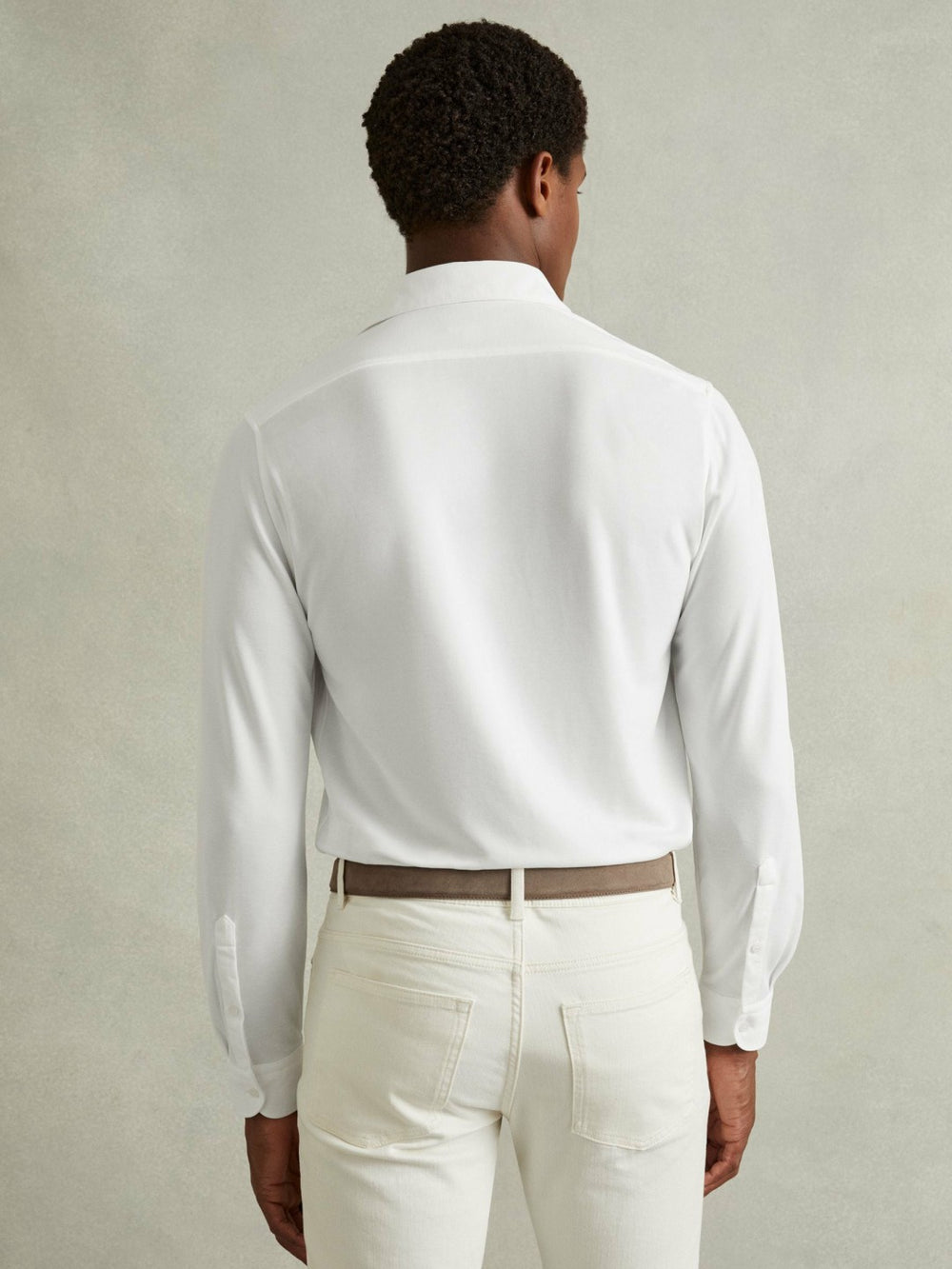 Modal Blend Cutaway Collar Shirt White | Mens