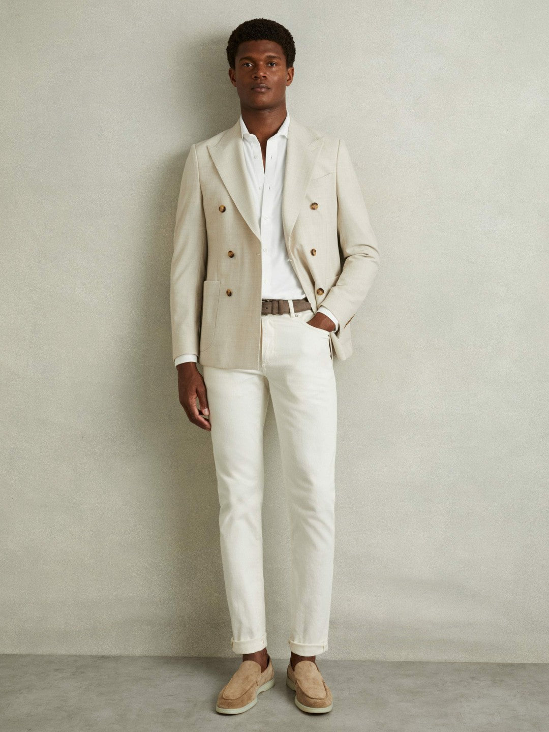 Modal Blend Cutaway Collar Shirt White | Mens