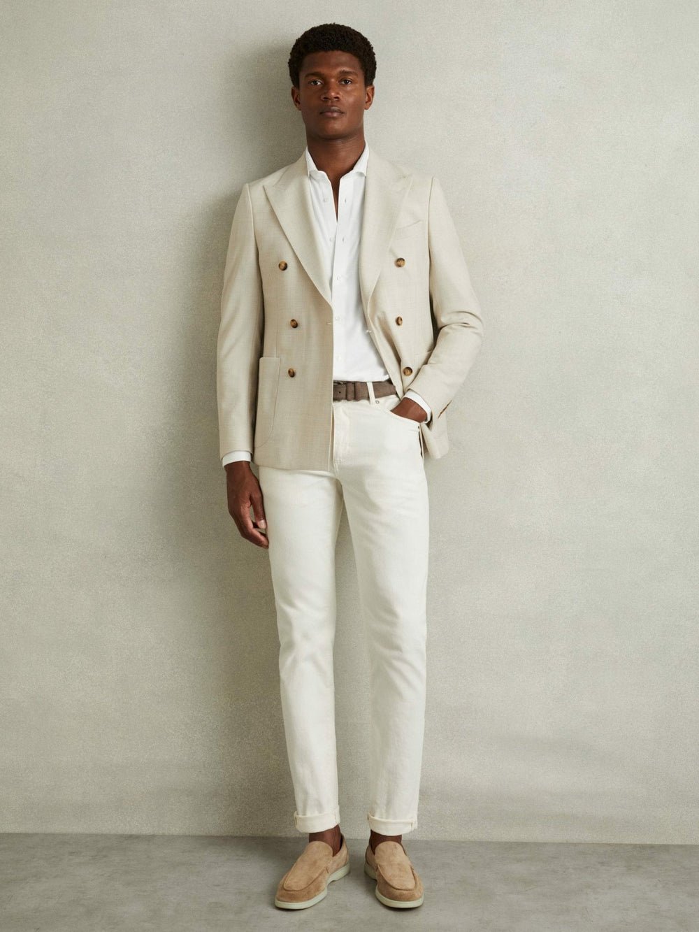 Modal Blend Cutaway Collar Shirt White | Mens