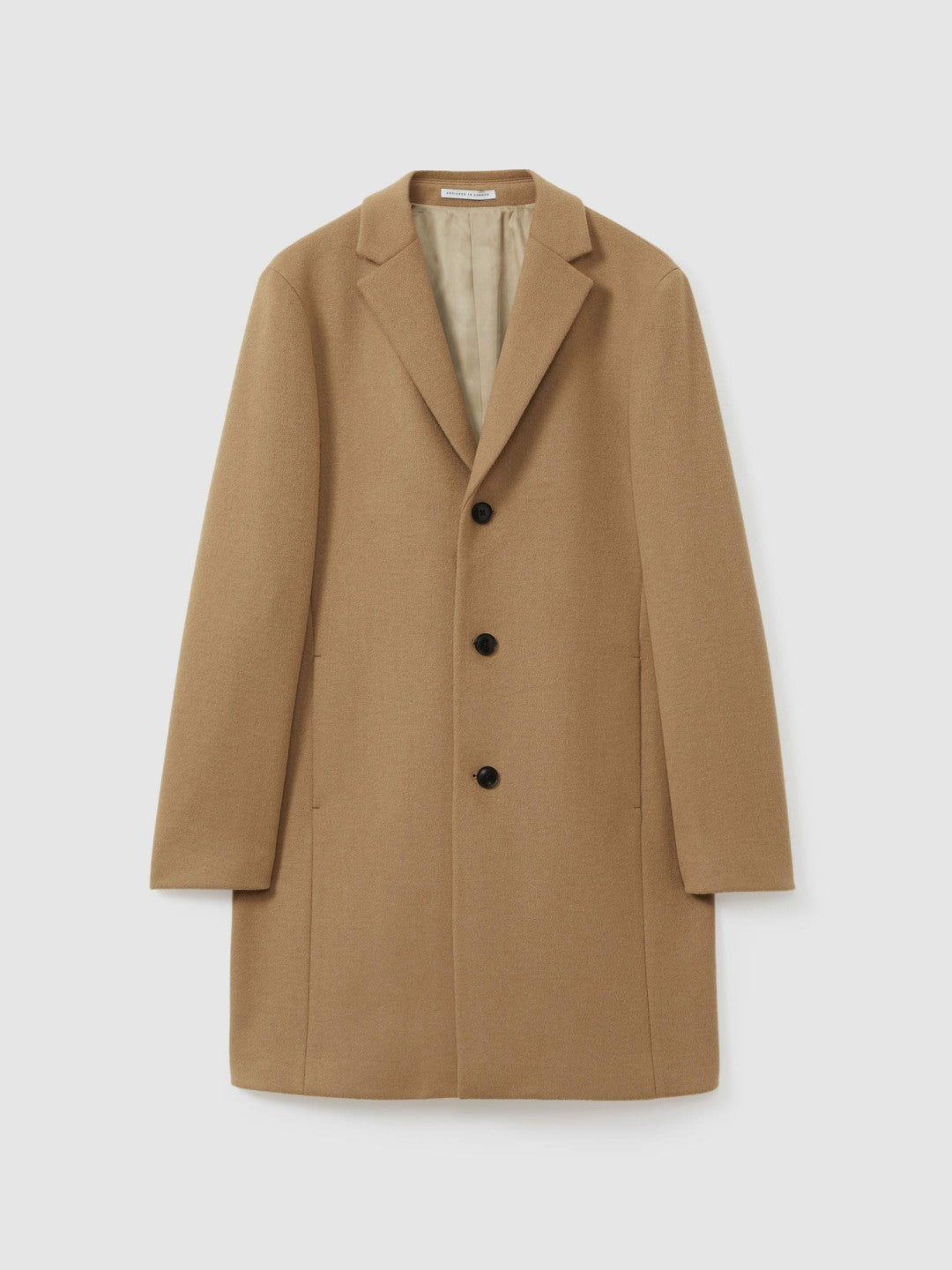 Wool Blend Single Breasted Epsom Overcoat Camel | Mens