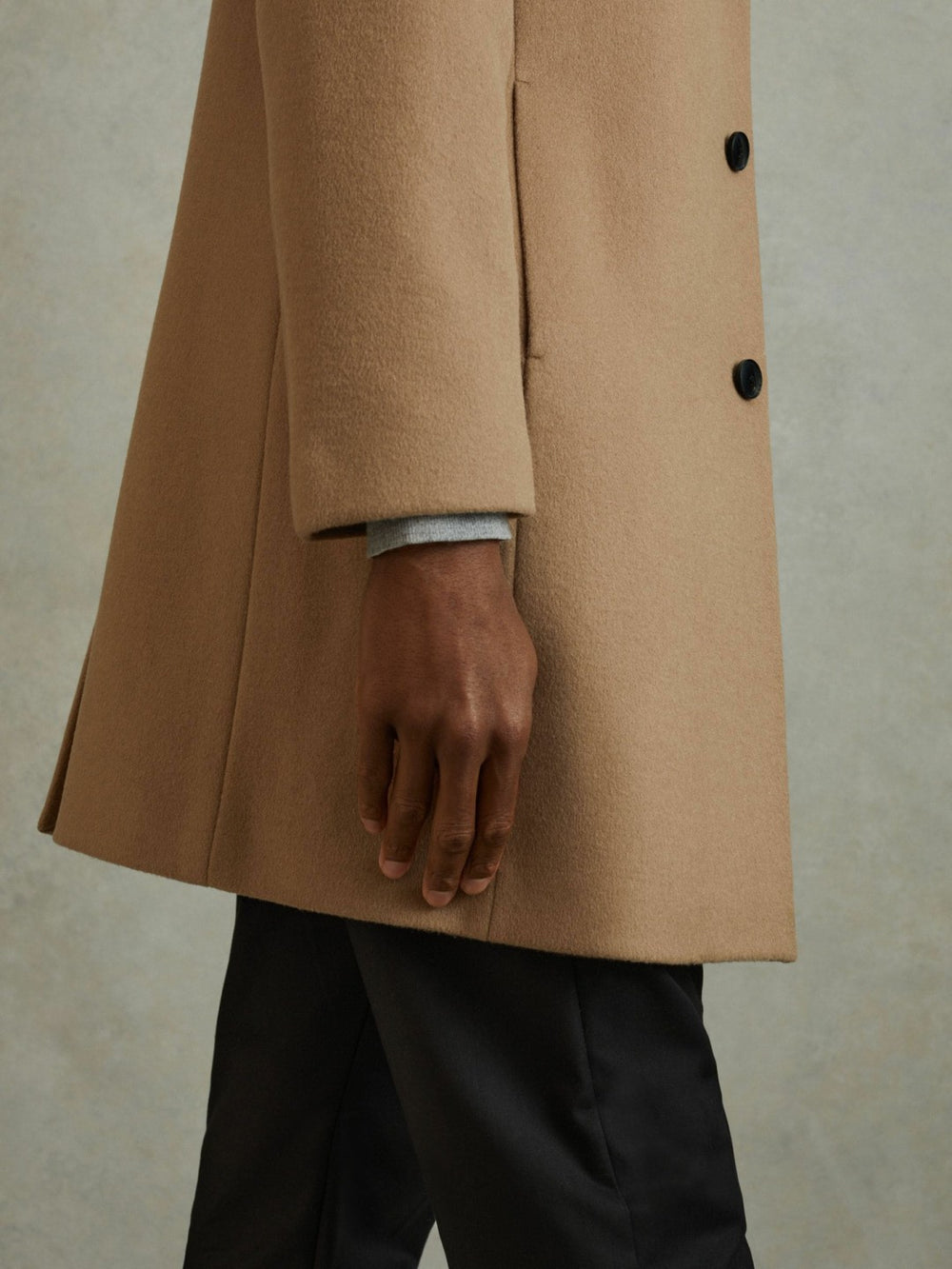 Wool Blend Single Breasted Epsom Overcoat Camel | Mens