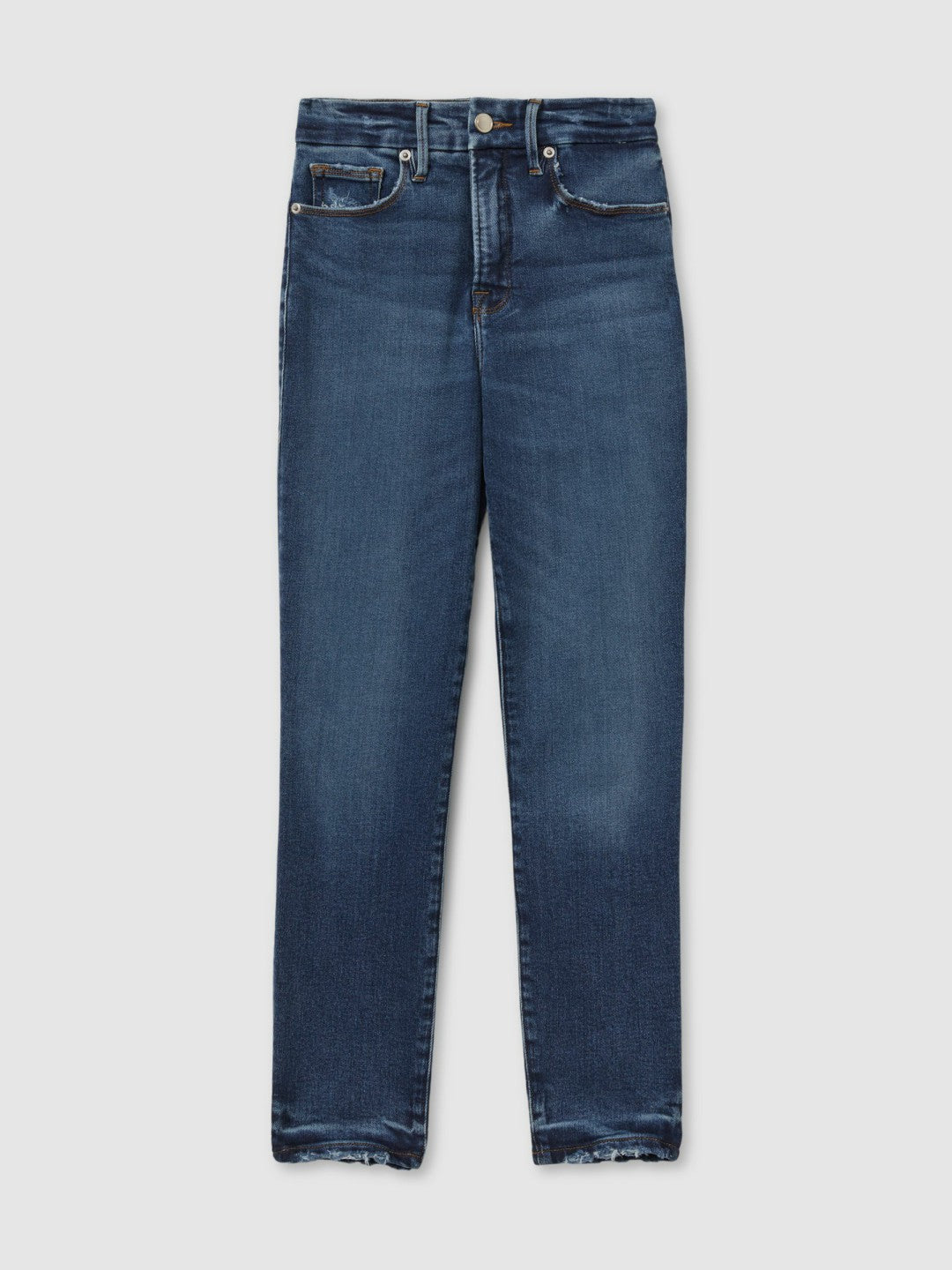 Good American Mid Rise Raw Hem Skinny Jeans Indigo | Womens