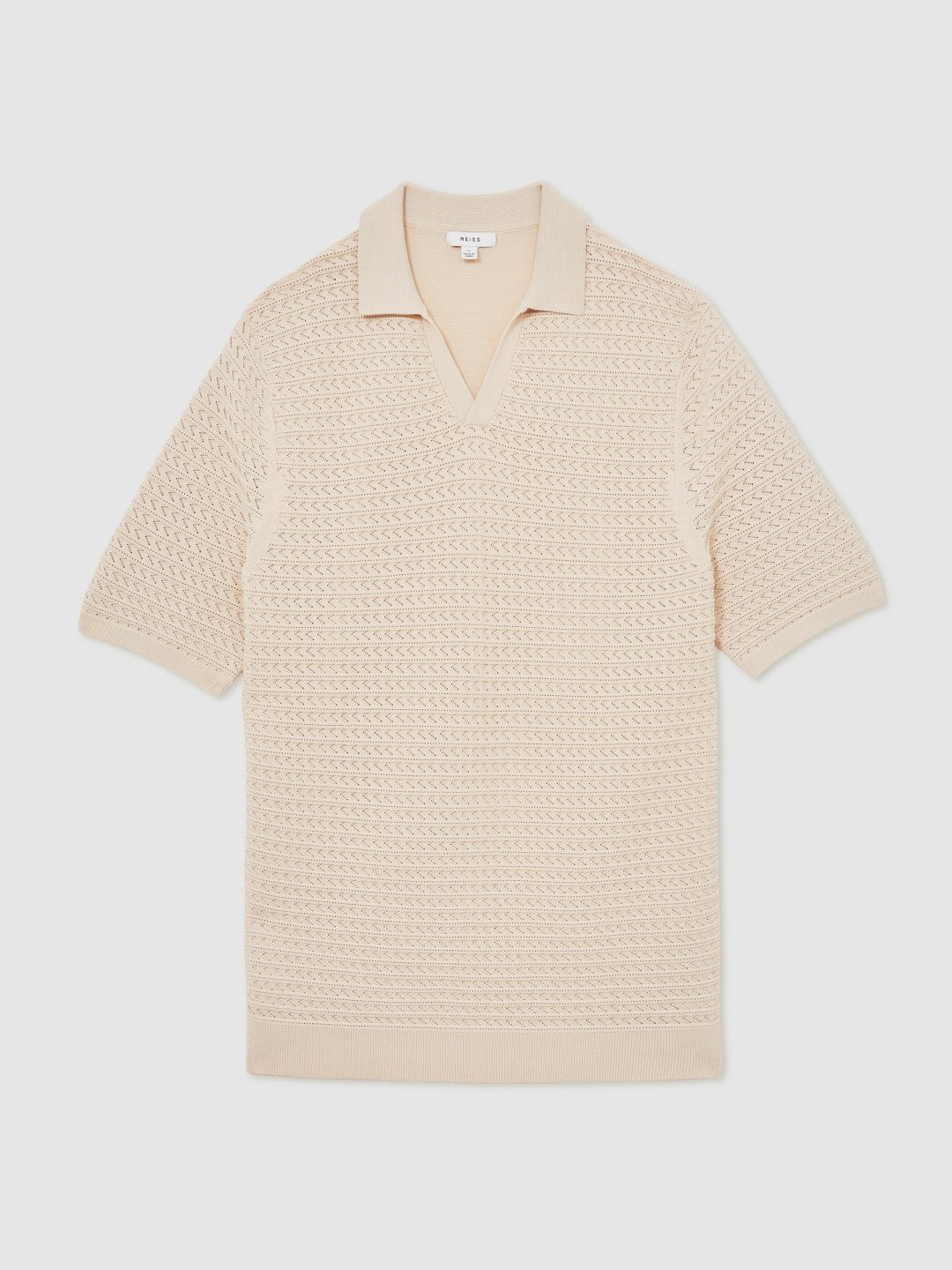 Pointelle Open-Collar Polo Shirt Stone | Mens