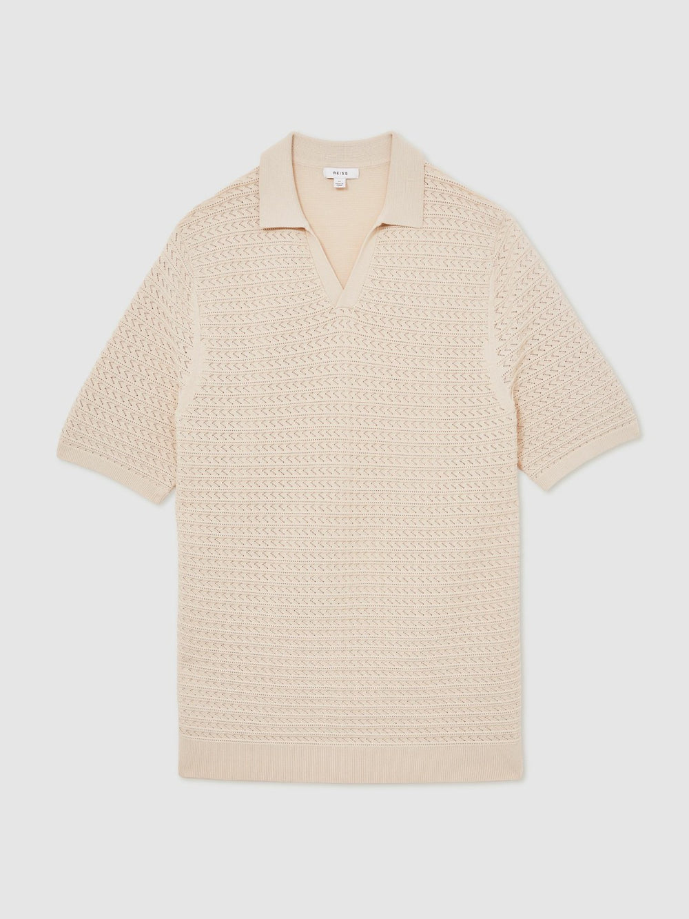 Pointelle Open-Collar Polo Shirt Stone | Mens