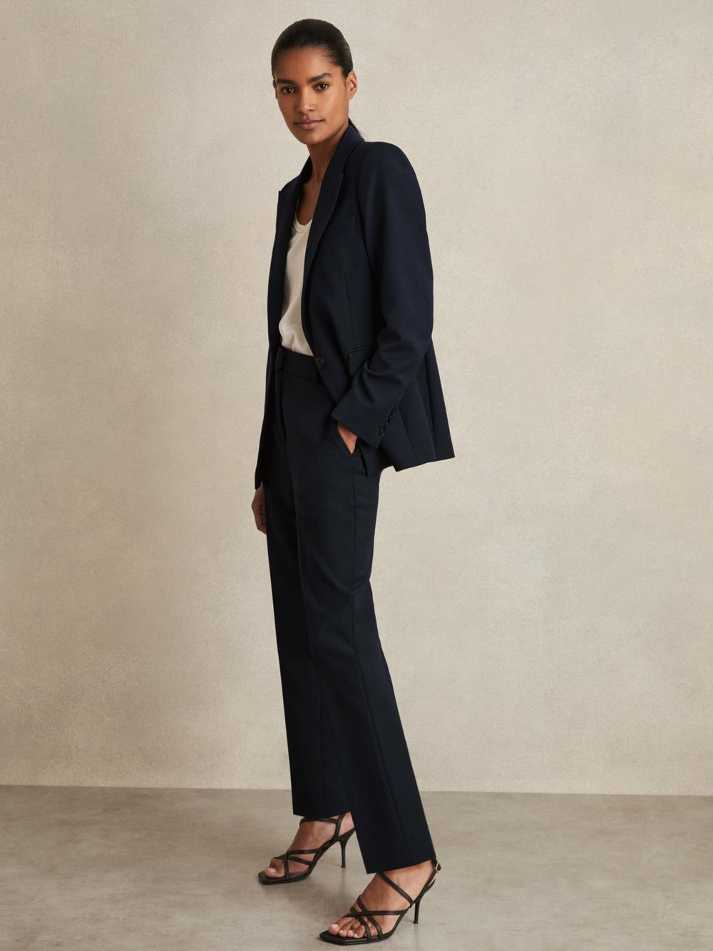 Petite Tailored Single Breasted Suit Blazer Navy | Womens