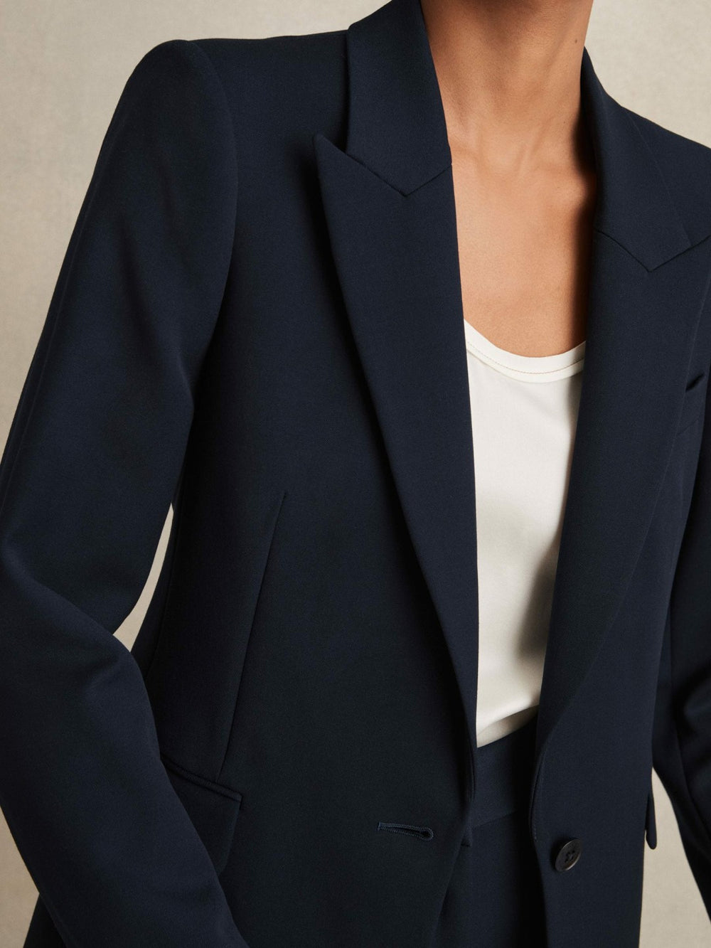 Petite Tailored Single Breasted Suit Blazer Navy | Womens