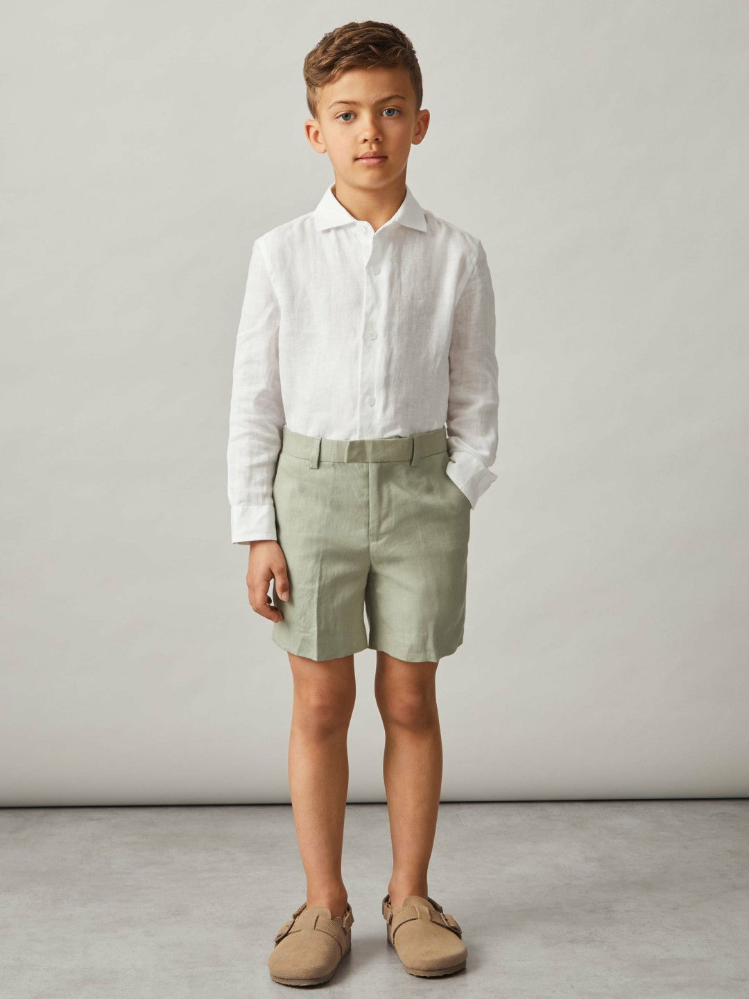 13-14 yrs Slim Fit Linen Adjustable Trousers Apple | Children