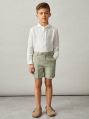 13-14 yrs Slim Fit Linen Adjustable Trousers Apple | Children