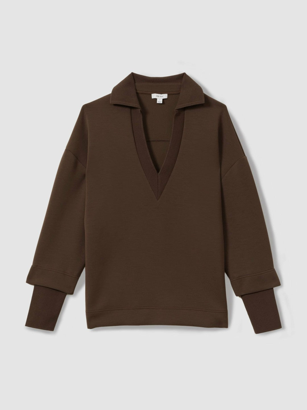 Interlock Open-Collar Sweatshirt Chocolate | Womens