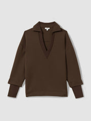 Interlock Open-Collar Sweatshirt Chocolate | Womens