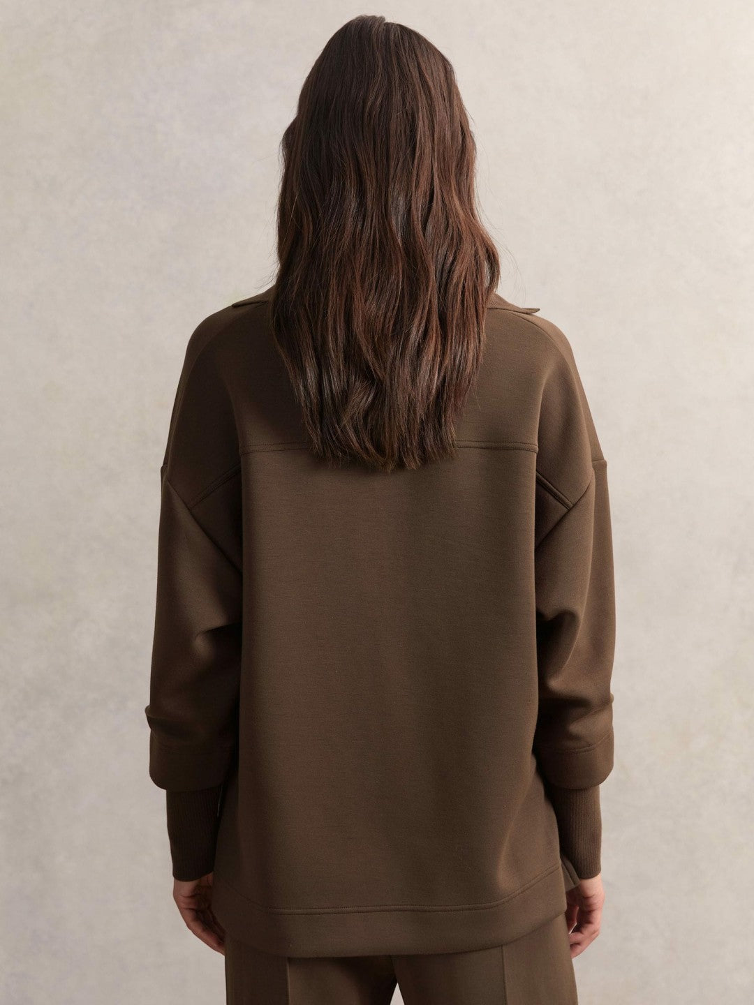 Interlock Open-Collar Sweatshirt Chocolate | Womens