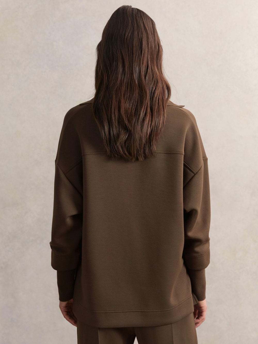 Interlock Open-Collar Sweatshirt Chocolate | Womens