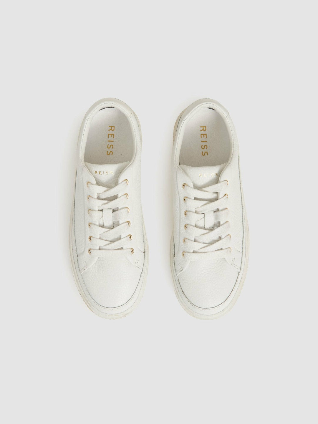 Grained Leather Platform Trainers White | Womens