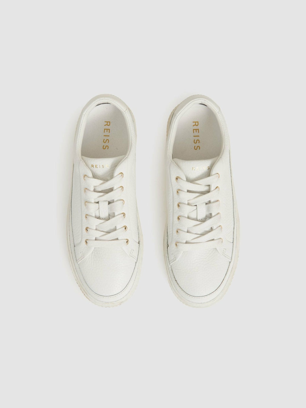 Grained Leather Platform Trainers White | Womens