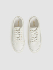 Grained Leather Platform Trainers White | Womens